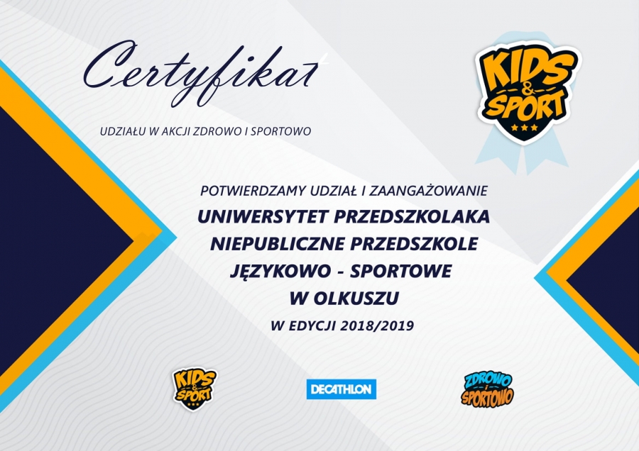 Certyfikat Kids&amp;Sport